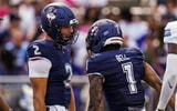 UConn Football quarterback Joe Fagnano and wide receiver Skyler Bell