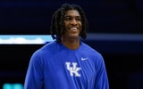 Kentucky Wildcats forward Jayden Quaintance (21) practices shooting before the game on Tuesday, Dec. 9, 2025, at Rupp Arena in Lexington, Ky. Photo by Crawford Ifland, Kentucky Sports Radio/On3.