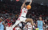 Nov 3, 2025; Queens, New York, USA; St. John's Red Storm forward Zuby Ejiofor (24) dunks in the second half against the Quinnipiac Bobcats at Carnesecca Arena. Mandatory Credit: Wendell Cruz-Imagn Images