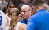 Dec 18, 2025; Kansas City, MO, USA; Kentucky Wildcats head coach Craig Skinner talks to his team before a 2025 NCAA Women’s Volleyball Championship semifinal match at T-Mobile Center. Mandatory Credit: Kylie Graham-Imagn Images