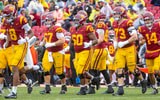 USC Trojans offense takes the field against Iowa