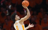 Dec 21, 2025; Knoxville, Tennessee, USA;  Tennessee Volunteers guard Ja'Kobi Gillespie (0) shoots the ball against the Gardner-Webb Runnin' Bulldogs during the second half at Thompson-Boling Arena at Food City Center. Mandatory Credit: Randy Sartin-Imagn Images