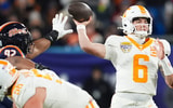Tennessee quarterback Joey Aguilar (6) pulls back for the throw during the Music City Bowl NCAA college football game against Illinois on Dec. 30, 2025, in Nashville, Tennessee.