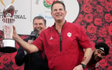 Indiana HC Curt Cignetti celebrates winning the Rose Bowl