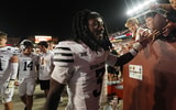 Iowa State Cyclones' defensive back Jontez Williams (3) celebrates with fans after winning over Arizona in the Big-12 conference showdown on Sept. 27, 2025, at Jack Trice Stadium in Ames, Iowa