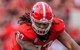 Oct 4, 2025; Athens, Georgia, USA; Georgia Bulldogs defensive lineman Jordan Thomas (97) fights off blocks to rush the Kentucky Wildcats quarterback at Sanford Stadium. Mandatory Credit: Dale Zanine-Imagn Images