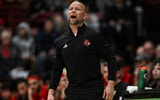 Jan 2, 2025; Stanford, California, USA; Louisville Cardinals head coach Pat Kelsey reacts during the first half against Stanford Cardinal at Maples Pavilion. Mandatory Credit: Justine Willard-Imagn Images