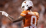 Oct 19, 2024; Austin, Texas, USA; Texas Longhorns wide receiver DeAndre Moore Jr. (0) in the second quarter against the Georgia Bulldogs at Darrell K Royal-Texas Memorial Stadium. Mandatory Credit: Brett Patzke-Imagn Images