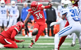Nov 29, 2025; Louisville, Kentucky, USA; Louisville Cardinals kicker Cooper Ranvier (36) attempts a kick against the Louisville Cardinals during the first half at L&N Federal Credit Union Stadium. Louisville defeated Kentucky 41-0. Mandatory Credit: Jamie Rhodes-Imagn Images