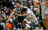 Michigan State's Jeremy Fears Jr., left, collides with Northwestern's Jayden Reid during the first half on Thursday, Jan. 8, 2026, at the Breslin Center in East Lansing. - Nick King, USA TODAY Sports