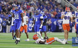 Kentucky LB Grant Godfrey celebrates a sack against Florida, via Dr. Michael Huang, Kentucky Sports Radio/On3