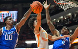 Kentucky G Otega Oweh blocks a Tennessee shot, via Angelina Alcantar:News Sentinel : USA TODAY NETWORK via Imagn Images