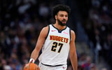 Jan 29, 2026; Denver, Colorado, USA; Denver Nuggets guard Jamal Murray (27) controls the ball in first quarter against the Brooklyn Nets at Ball Arena. Mandatory Credit: Ron Chenoy-Imagn Images
