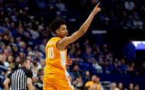 Feb 7, 2026; Lexington, Kentucky, USA; Tennessee Volunteers forward Nate Ament (10) celebrates a three-point basket during the first half against the Kentucky Wildcats at Rupp Arena at Central Bank Center. Mandatory Credit: Jordan Prather-Imagn Images