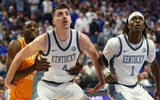 Kentucky F Andrija Jelavic and Denzel Aberdeen go for a rebound against Tennessee, via Mont Dawson, KSR