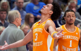 Tennessee's guard Bishop Boswell (3) gets pull out of the game after getting his fourth foul against Kentucky at Rupp Arena Saturday night. Feb. 7, 2026
