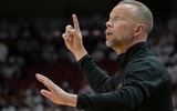 Feb 9, 2026; Louisville, Kentucky, USA; Louisville Cardinals head coach Pat Kelsey reacts during the first half against the NC State Wolfpack at KFC Yum! Center. Louisville defeated N.C. State 118-77. Mandatory Credit: Jamie Rhodes-Imagn Images