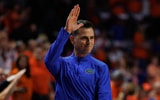 Feb 14, 2026; Gainesville, Florida, USA; Florida Gators head coach Todd Golden gestures with a Gator Chomp against the Kentucky Wildcats during the second half at Exactech Arena at the Stephen C. O'Connell Center. Mandatory Credit: Matt Pendleton-Imagn Images