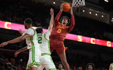 USC Trojans guard Alijah Arenas (0) shoots the ball against Oregon Ducks guard Drew Carter (12) in the second half at Galen Center