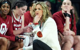 Oklahoma head women's basketball coach Jennie Baranczyk is pictured in the first half of the women's basketball game between the University of Oklahoma and the Florida Gators at Lloyd Noble Center, in Noble, Okla., Thursday Feb. 12, 2026.