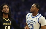 Kentucky forward Mo Dioubate (right) and Vanderbilt forwad Devin McGlockton (Photo: Dr. Michael Huang, Kentucky Sports Radio/On3)