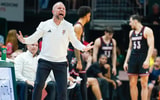 Mar 7, 2026; Coral Gables, Florida, USA; Louisville Cardinals head coach Pat Kelsey reacts to a call in a game against the Miami Hurricanes during the second half at Watsco Center. Mandatory Credit: Jeff Romance-Imagn Images