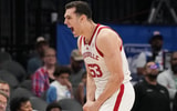 Mar 11, 2026; Charlotte, NC, USA; Louisville Cardinals forward Vangelis Zougris (53) reacts late in the second half at Spectrum Center. Mandatory Credit: Bob Donnan-Imagn Images