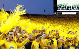 Michigan Wolverines football fans night game maize out pom poms the big house