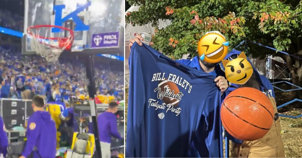 Kentucky fans dunked on LSU’s sideline goal and then stole their basketball