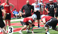 Donovan Raiola watching Nebraska's Pipeline Camp (Nebraska On3/Robin Washut)