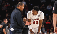 South Carolina head coach Lamont Paris coaches GG Jackson