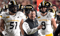 Sep 9, 2023; Tallahassee, Florida, USA; Southern Miss Golden Eagles head coach Will Hall speaks to his team during a timeout in the first half against the Florida State Seminoles at Doak S. Campbell Stadium. (Melina Myers-USA TODAY Sports)