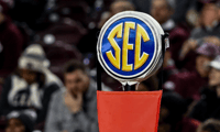 SEC logo on a first down marker