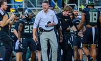 Oregon Ducks head coach Dan Lanning during a game against the Ohio State Buckeyes. Michigan is next. (Photo by: Eric Becker/ScoopDuckOn3)
