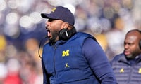 Michigan Wolverines football head coach Sherrone Moore during his team's win over Ohio State. (Photo by Junfu Han / USA TODAY NETWORK via Imagn Images)
