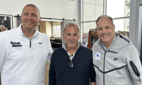 Mark Pope (left), Kevin Costner (middle), and Mark Fox | Photo via Mark Fox (@coachmarkfox)