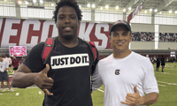 Class of 2027 offensive lineman Junior Saunders on a visit to South Carolina. Photo credit: Junior Saunders | @JRSaunders8 on Twitter/X