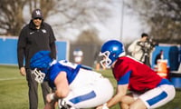 Bush Hamdan at Kentucky football spring practice, Aaron Perkins, KSR