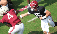 Alabama RB Daniel Hill and QB Ty Simpson