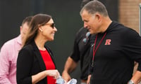 Rutgers University Athletic Director Keli Zinn and Head Football Coach Greg Schiano