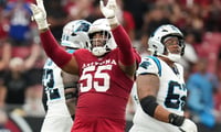 Arizona Cardinals defensive lineman Dante Stills (55) celebrates a defensive stop