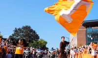 The Volunteer and Smokey start off the Vol Walk before a NCAA football game between Tennessee and UAB at Neyland Stadium in Knoxville, Tenn., September 20, 2025. (© Angelina Alcantar/News Sentinel / USA TODAY NETWORK via Imagn Images)
