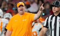 Oct 18, 2025; Tuscaloosa, Alabama, USA; Tennessee Volunteers head coach Josh Heupel reacts in the second quarter against the Alabama Crimson Tide at Saban Field at Bryant-Denny Stadium. Mandatory Credit: Gary Cosby-USA TODAY Network via Imagn Images