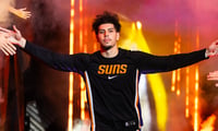 Oct 22, 2025; Phoenix, Arizona, USA; Phoenix Suns guard Koby Brea against the Sacramento Kings at the Mortgage Matchup Center. Mandatory Credit: Mark J. Rebilas-Imagn Images