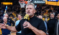 Michigan Wolverines football head coach Kyle Whittingham at the U-M vs. USC basketball game. (Photo by Junfu Han / USA TODAY NETWORK via Imagn Images)