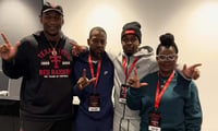 Texas Tech WR Jalen Jones with his family and Texas Tech DPP Brian Nance