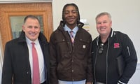 2027 WR Jamar Taylor with Rutgers coaches Greg Schiano, Dave Brock