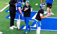 Will Stein and Kenny Minchey at Kentucky Spring Practice, via Jacob Noger, UK Athletics