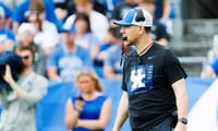 Kentucky Wildcats head coach Will Stein looks on during the spring game on Saturday, April 18, 2026 at Kroger Field in Lexington, Kentucky. Photo by Crawford Ifland, Kentucky Sports Radio/On3