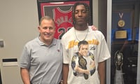 2027 WR Jamar Taylor with Rutgers Football coach Greg Schiano